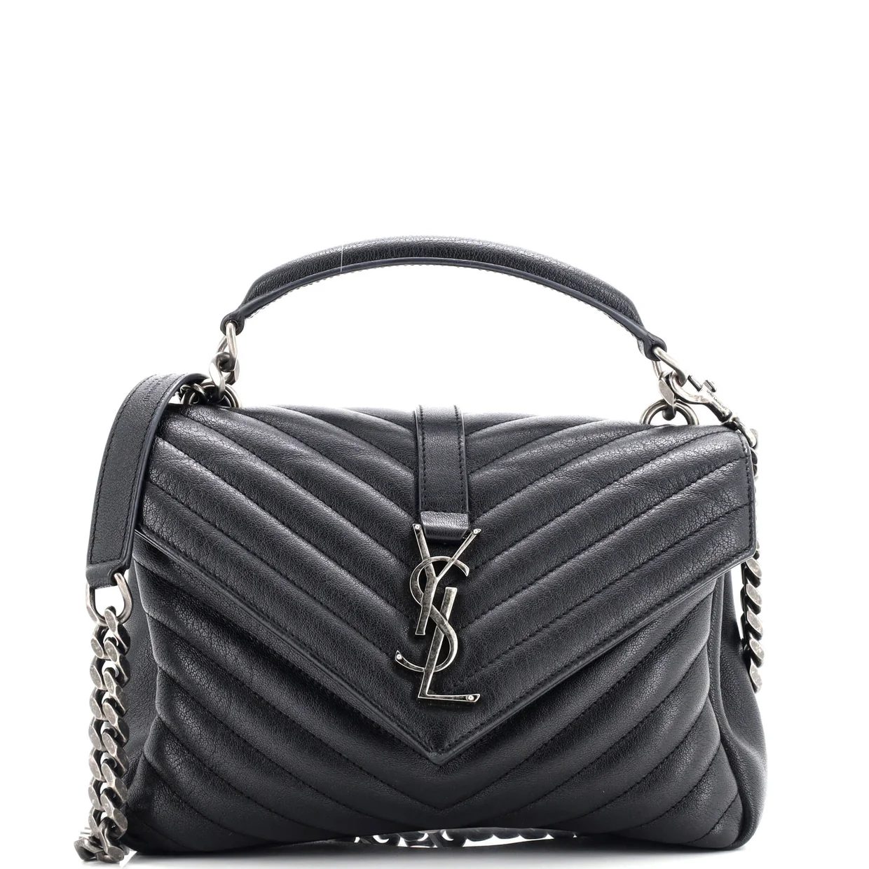 Classic Monogram College Bag Matelasse Chevron Leather Medium - Deep Luxury