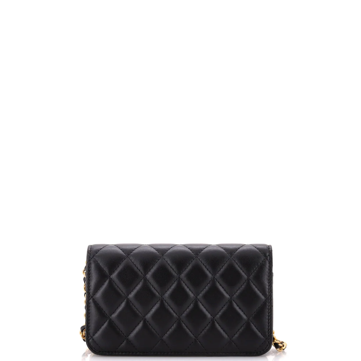 Pearl Crush Flap Phone Holder with Chain Quilted Lambskin - Deep Luxury