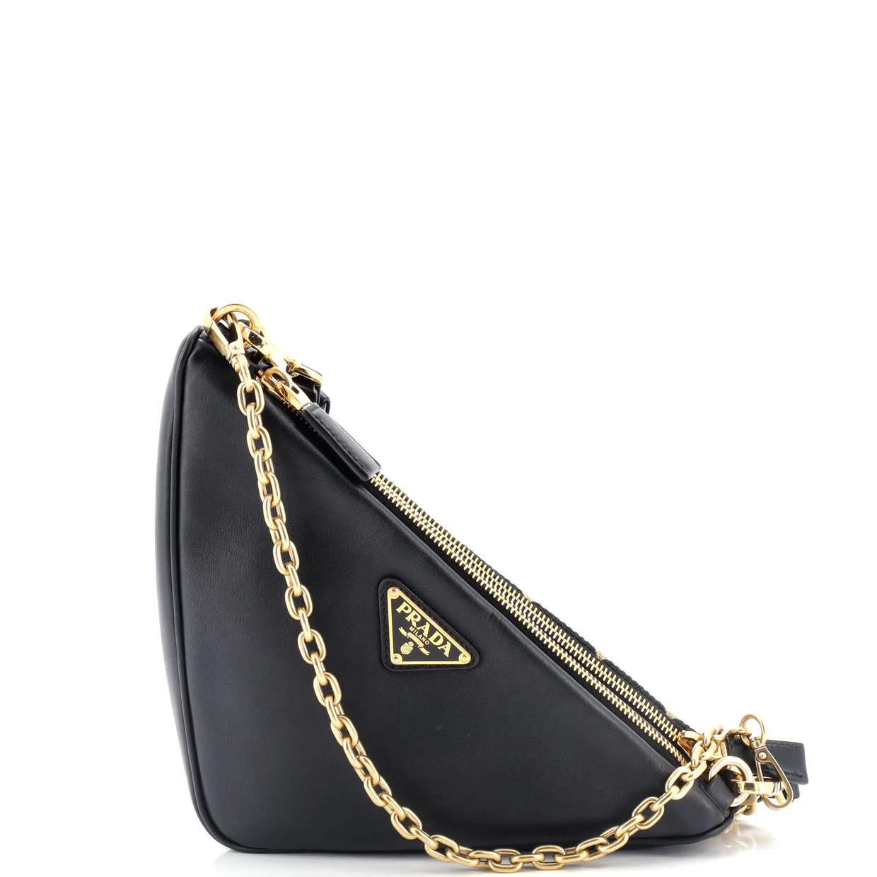 Double Symbole Triangle Bag Leather and Jacquard Mini - Deep Luxury