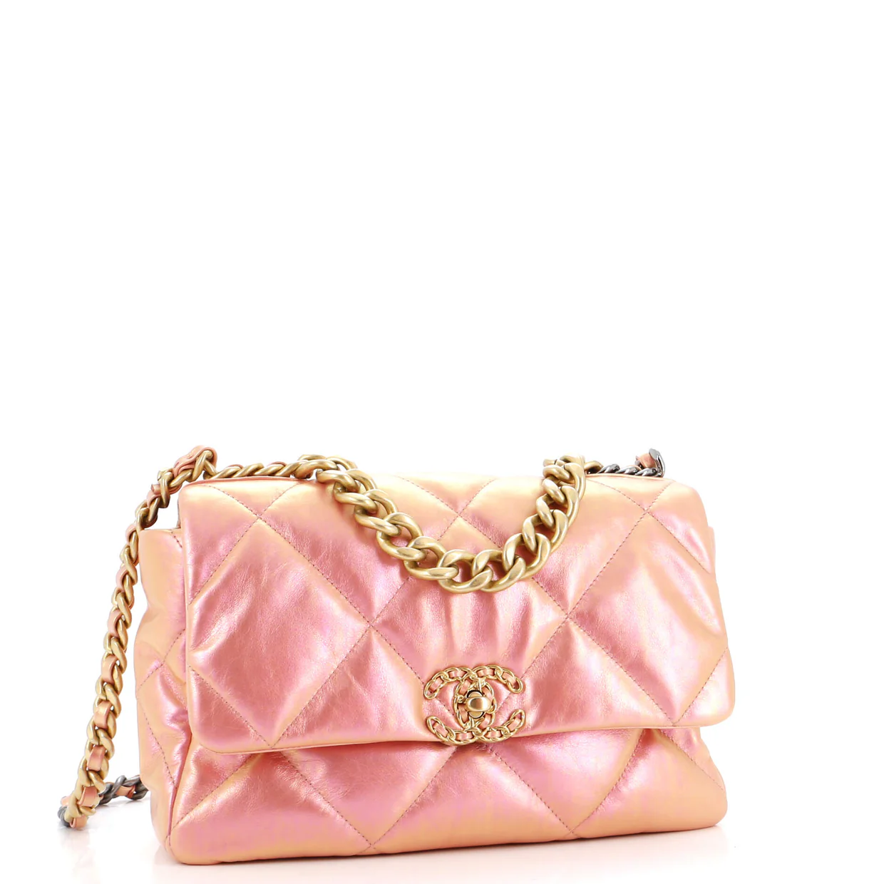19 Flap Bag Quilted Iridescent Calfskin Large - Deep Luxury