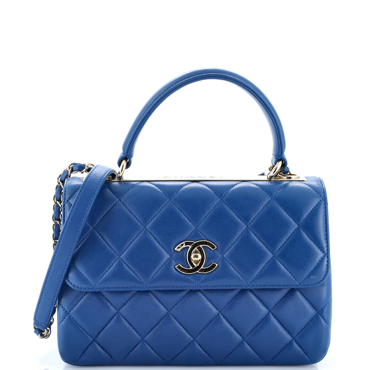 Trendy CC Top Handle Bag Quilted Lambskin Small - Deep Luxury