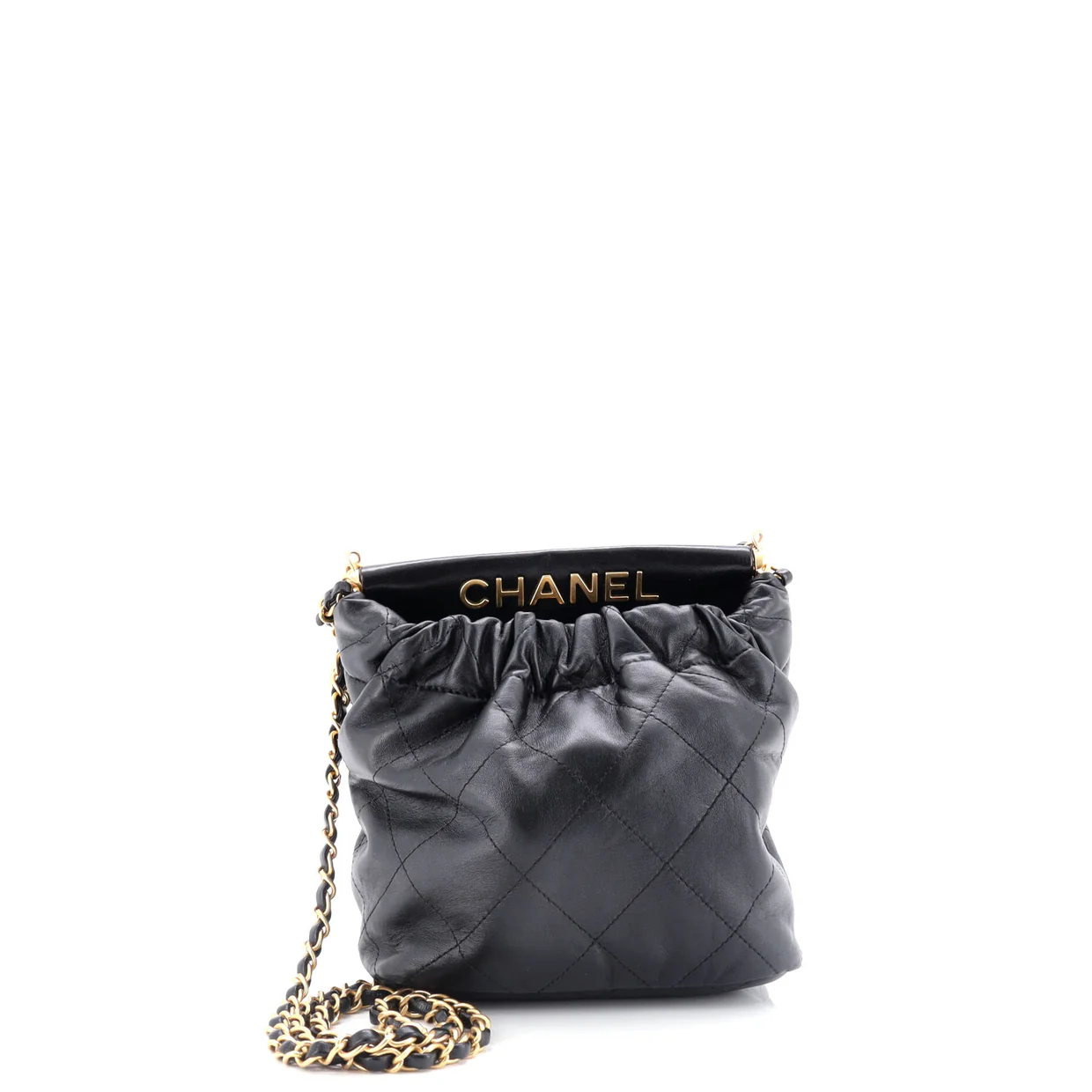 Resin Charms Chain Bucket Bag Quilted Lambskin Small - Deep Luxury
