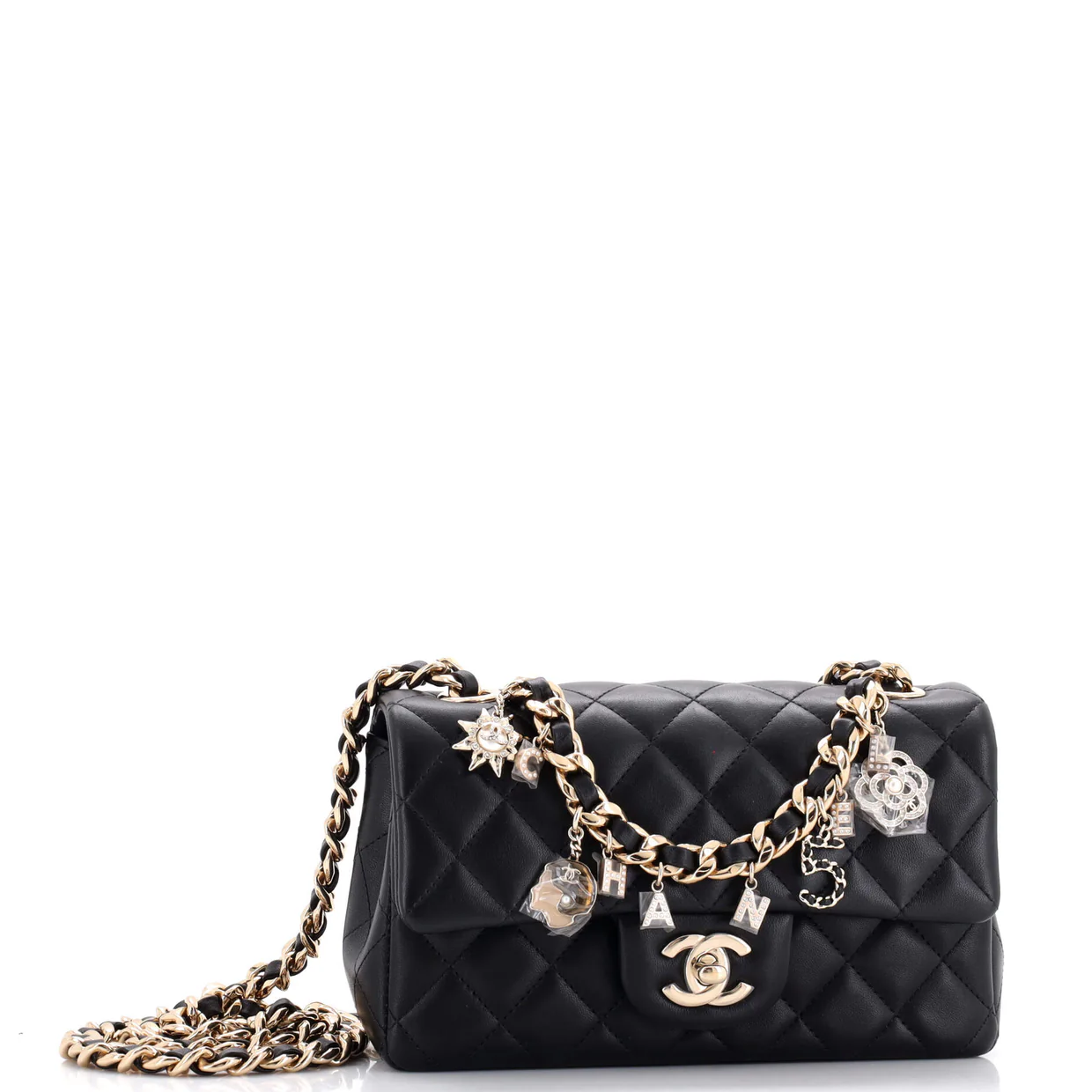 Coco Charms Classic Single Flap Bag Quilted Lambskin Mini - Deep Luxury