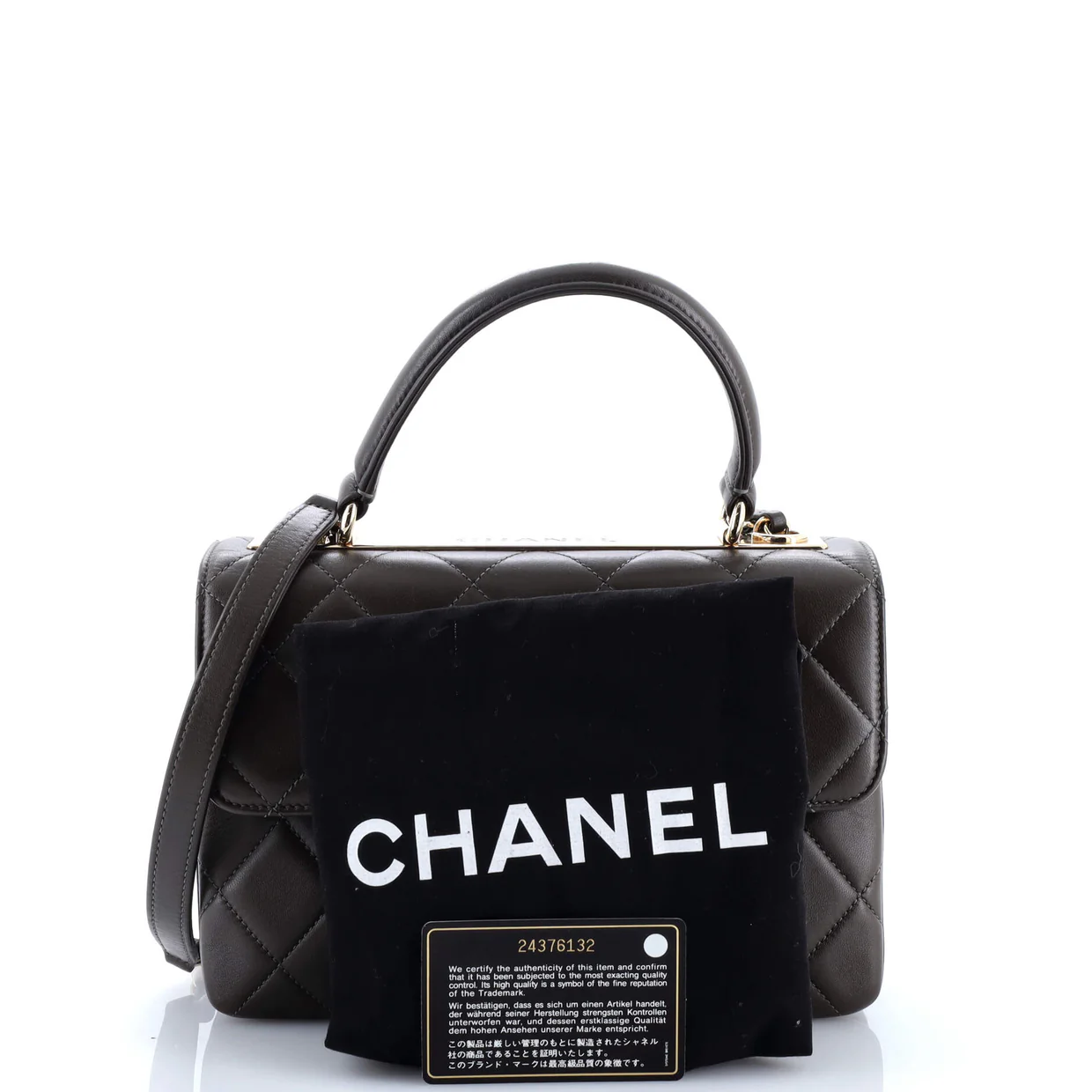 Trendy CC Top Handle Bag Quilted Lambskin Small - Deep Luxury