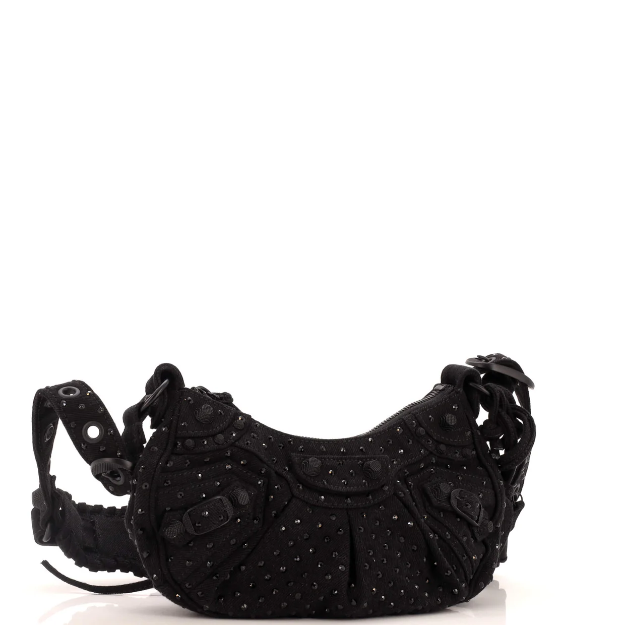 Le Cagole Giant Studs Shoulder Bag Rhinestones XS - Deep Luxury