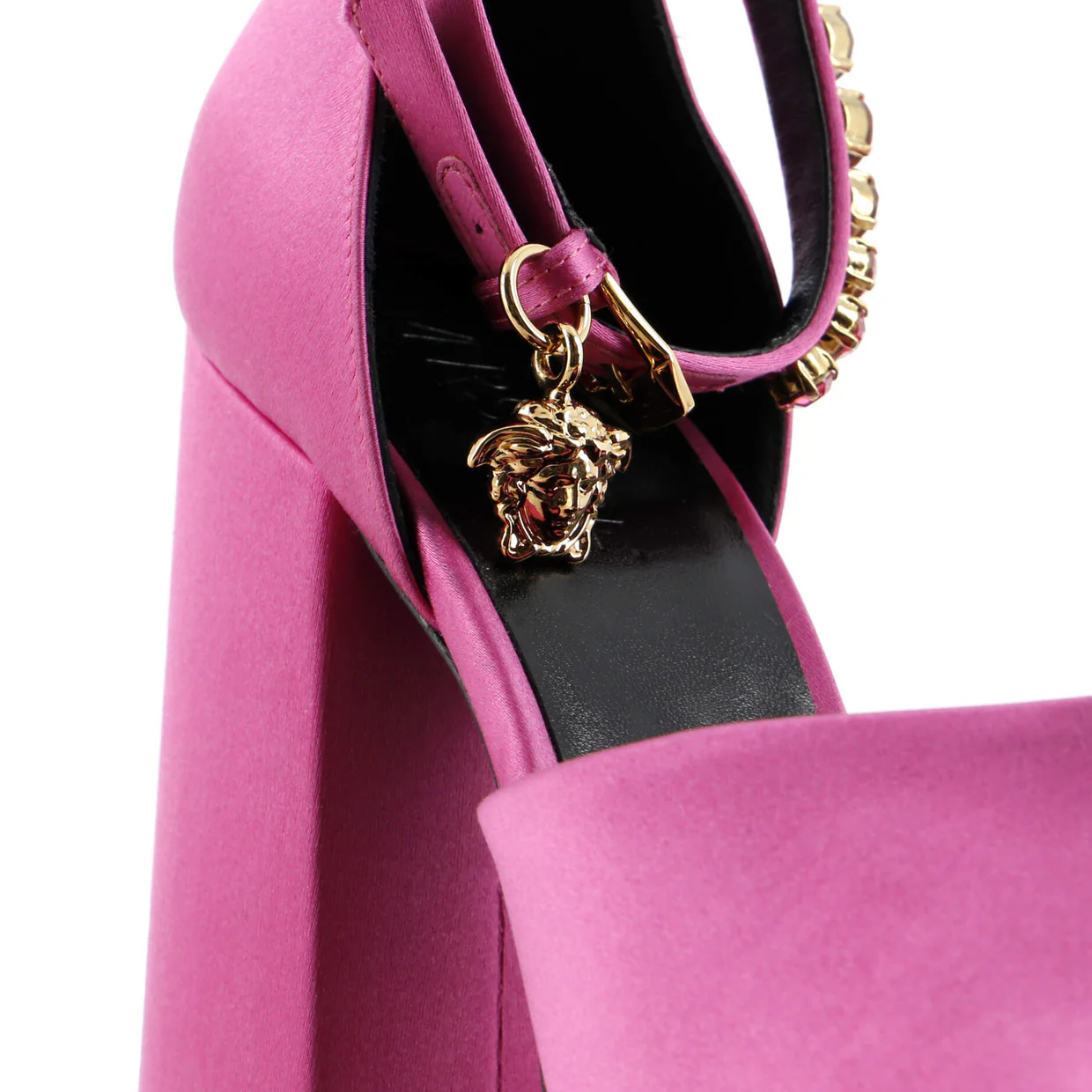 Women's Medusa Aevitas Platform Sandals Satin with Crystals - Deep Luxury