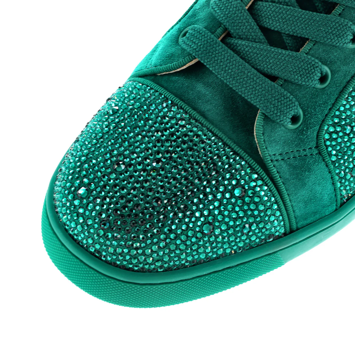 Women's Louis Flat High-Top Sneakers Crystal Embellished Suede - Deep Luxury