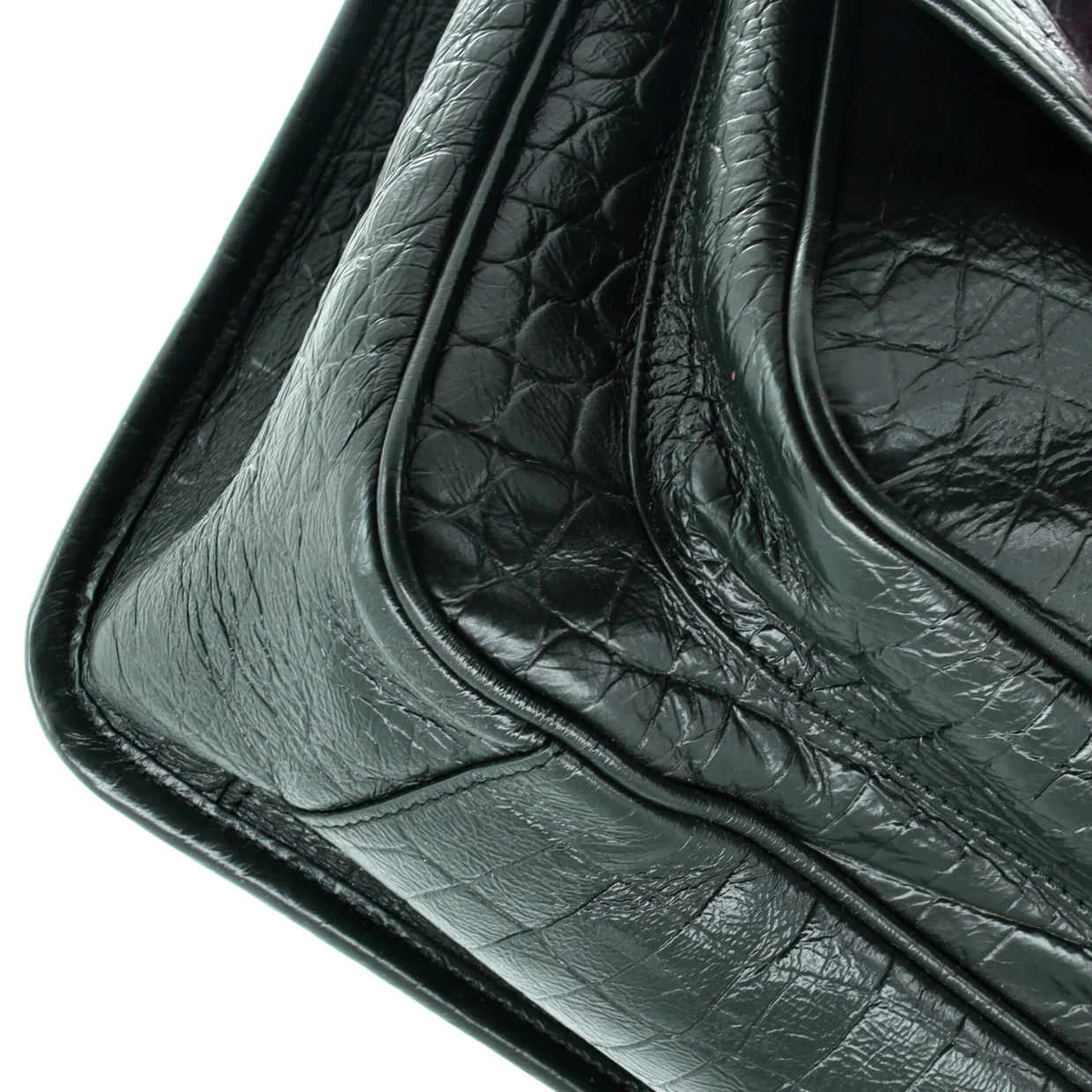 Niki Chain Flap Bag Crocodile Embossed Leather Medium - Deep Luxury