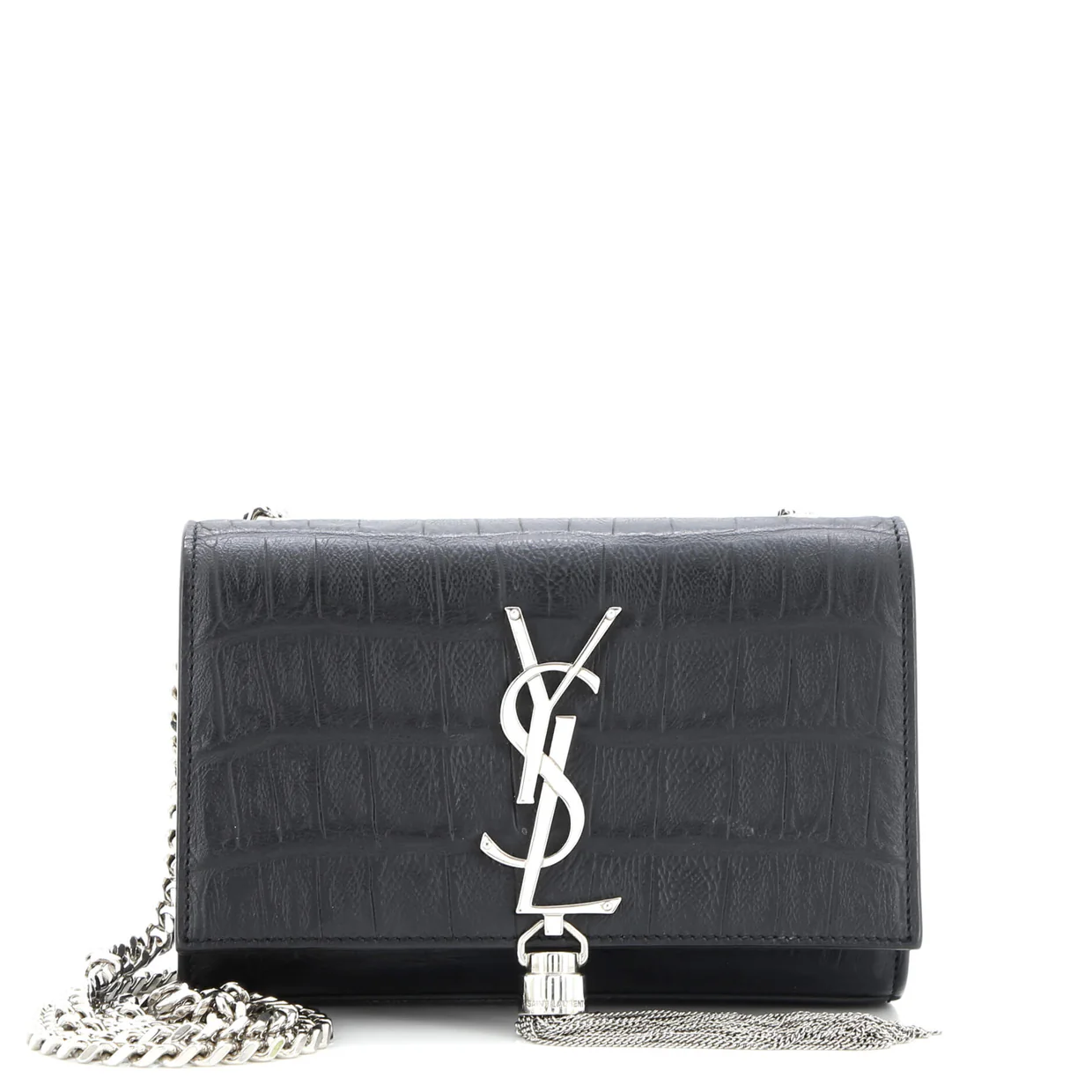 Classic Monogram Tassel Crossbody Bag Crocodile Embossed Leather Small - Deep Luxury