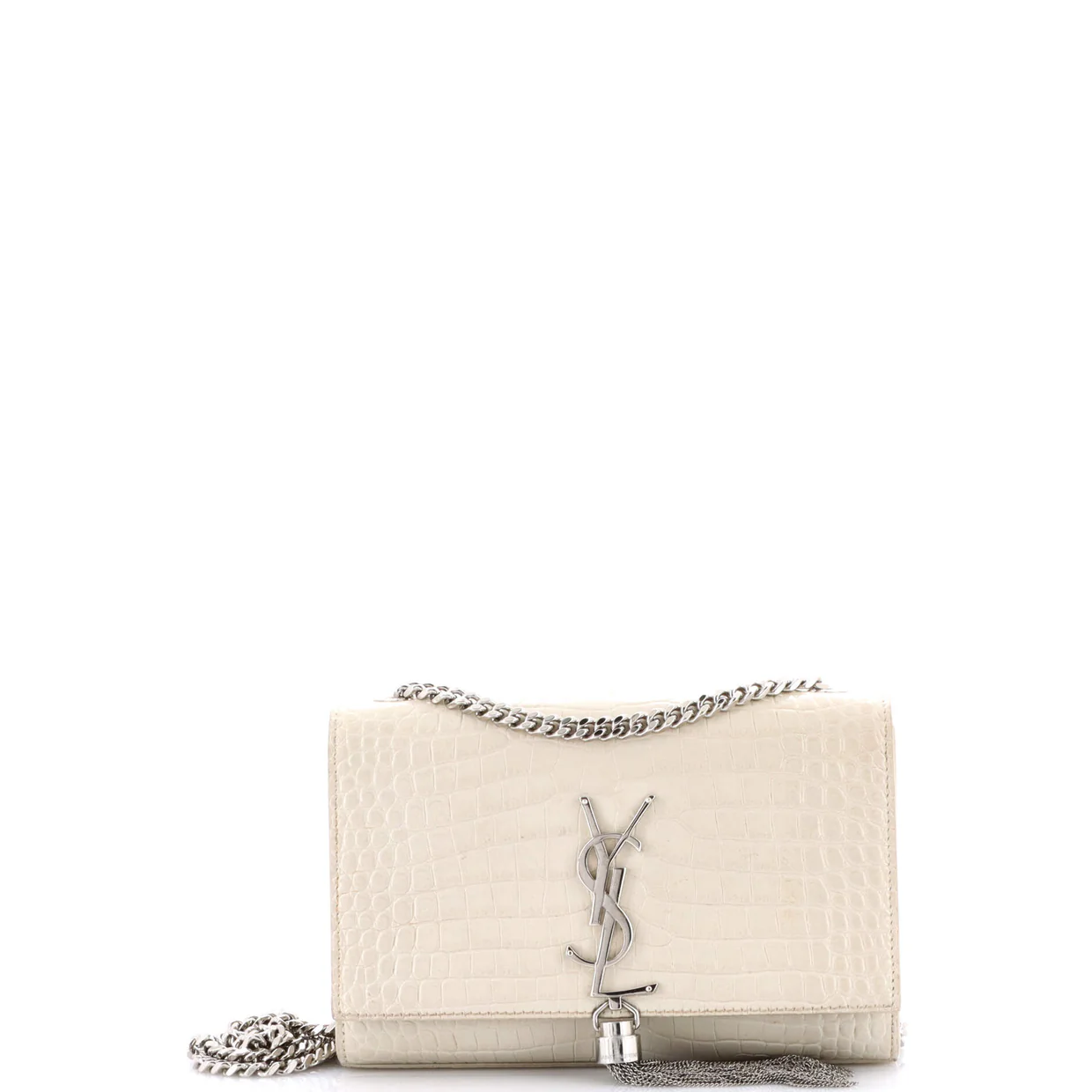 Classic Monogram Tassel Crossbody Bag Crocodile Embossed Leather Small - Deep Luxury