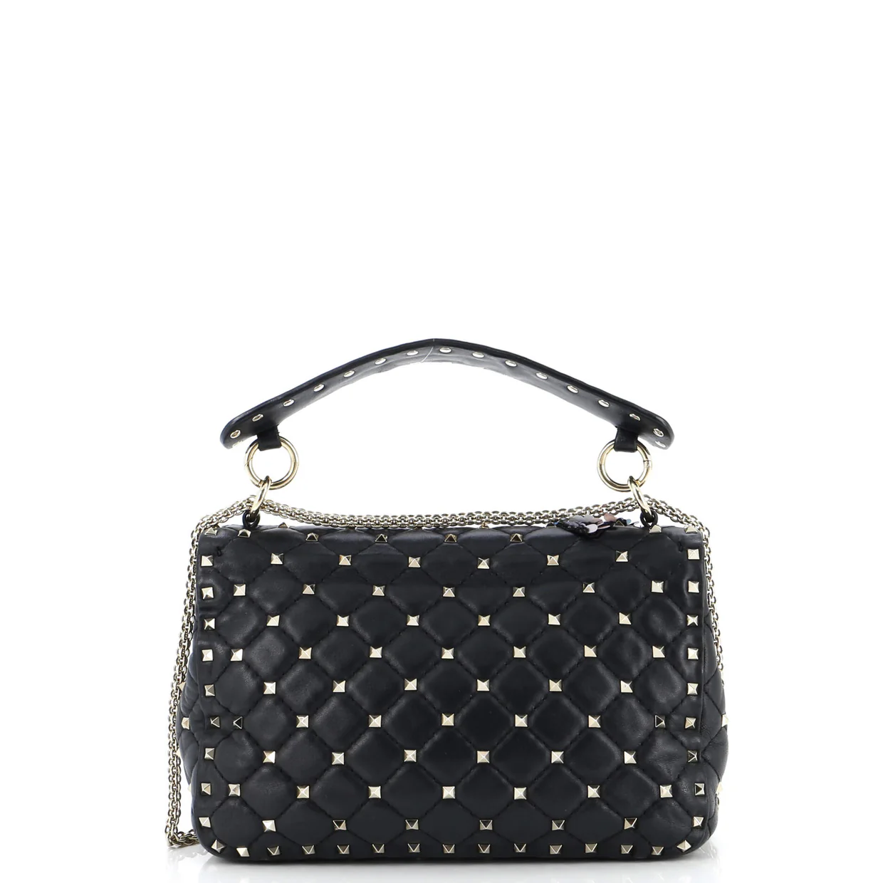 Rockstud Spike Flap Bag Sequin Embellished Quilted Leather Medium - Deep Luxury
