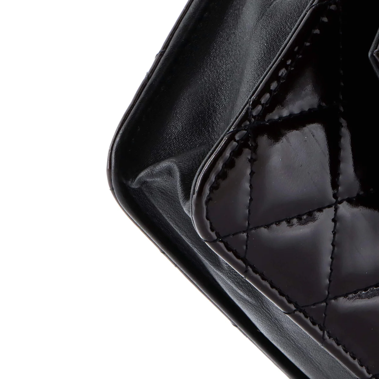 Brilliant Wallet on Chain Quilted Patent - Deep Luxury