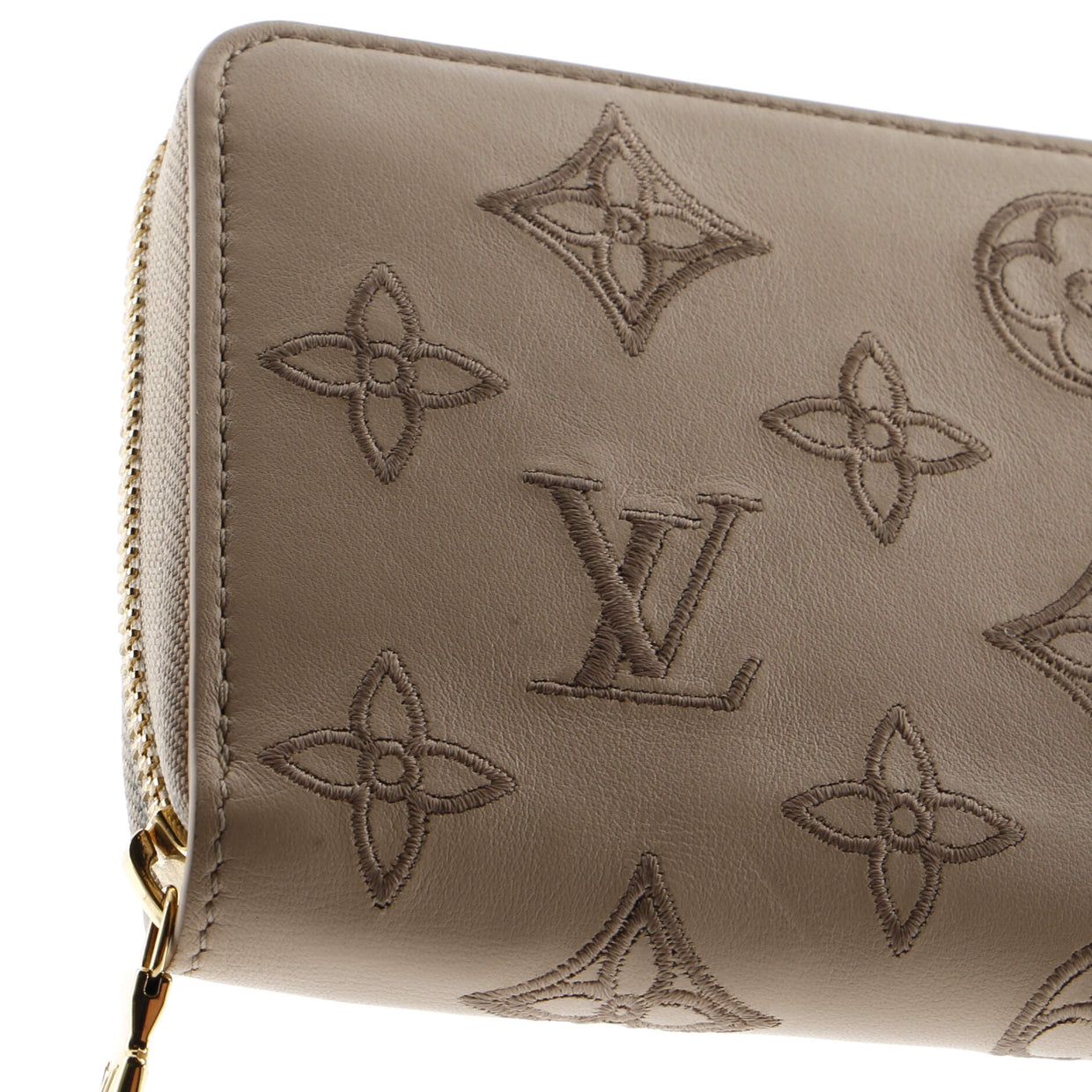 Zippy Wallet Monogram Broderie Anglaise Embroidered Leather - Deep Luxury