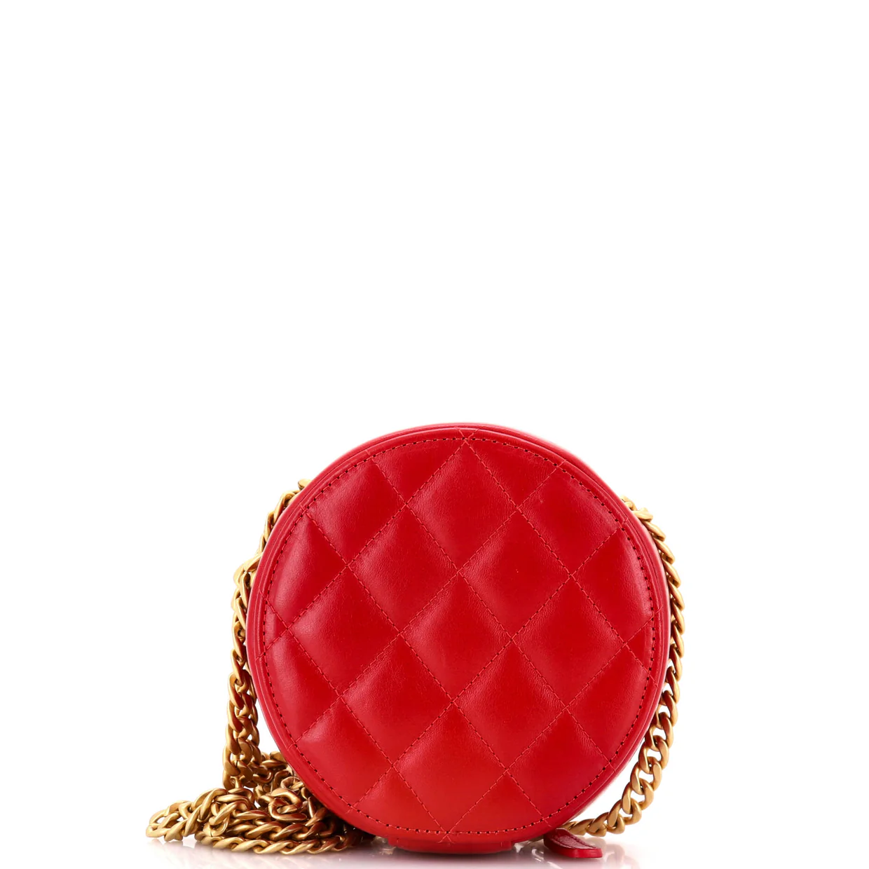 All Slide Long Round Clutch with Chain Quilted Lambskin - Deep Luxury