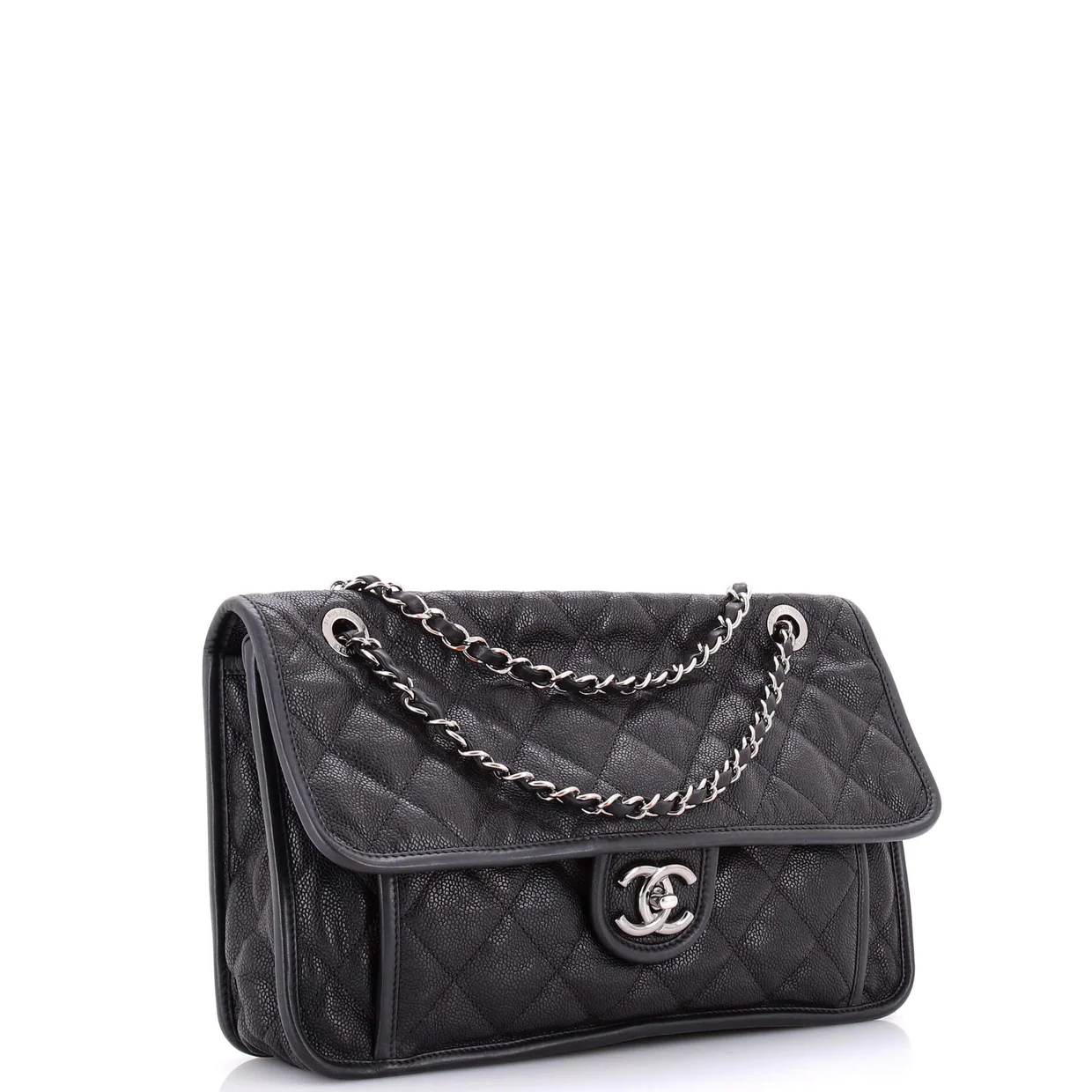 French Riviera Flap Bag Quilted Caviar Large - Deep Luxury