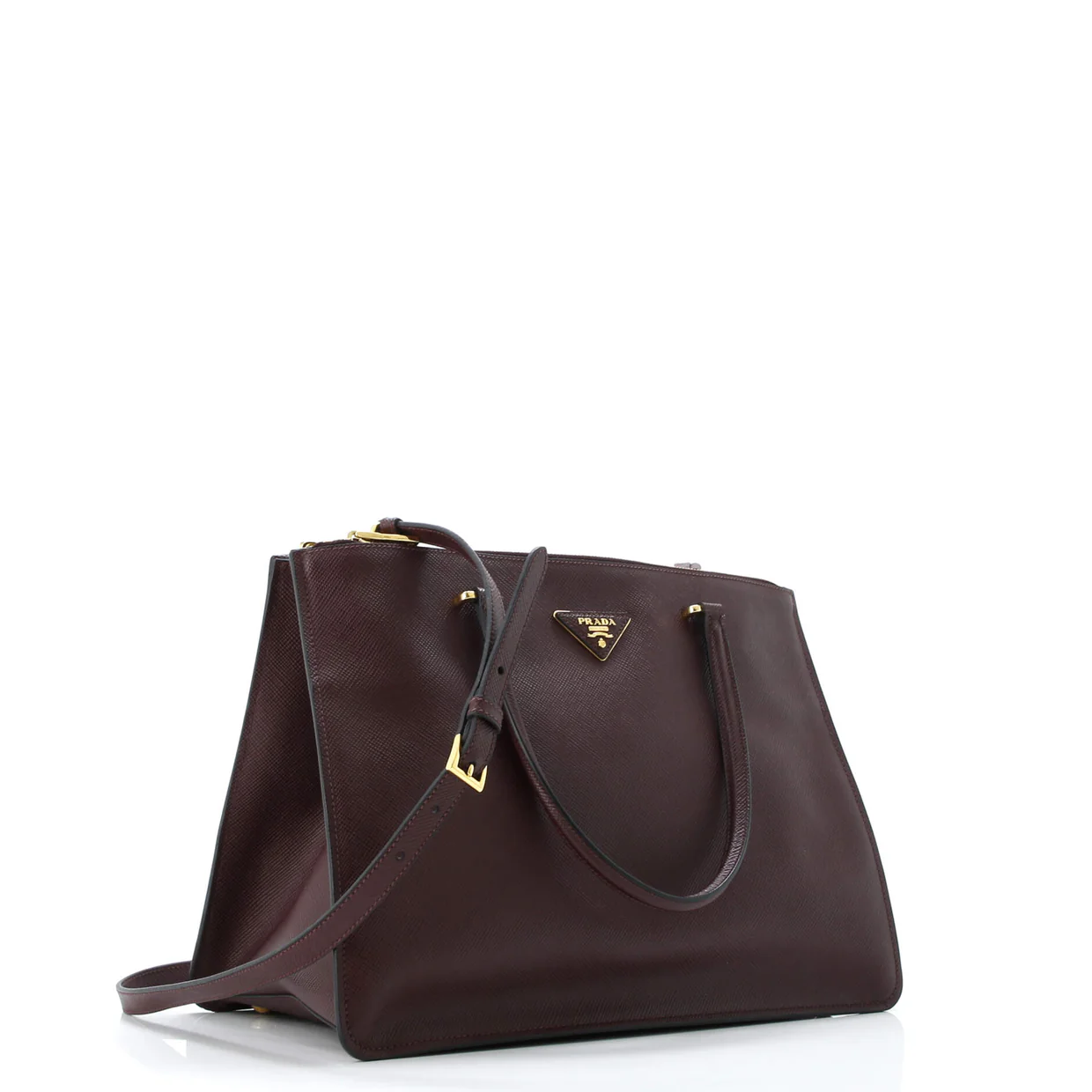 Cuir Double Zip Tote Saffiano Leather Medium - Deep Luxury