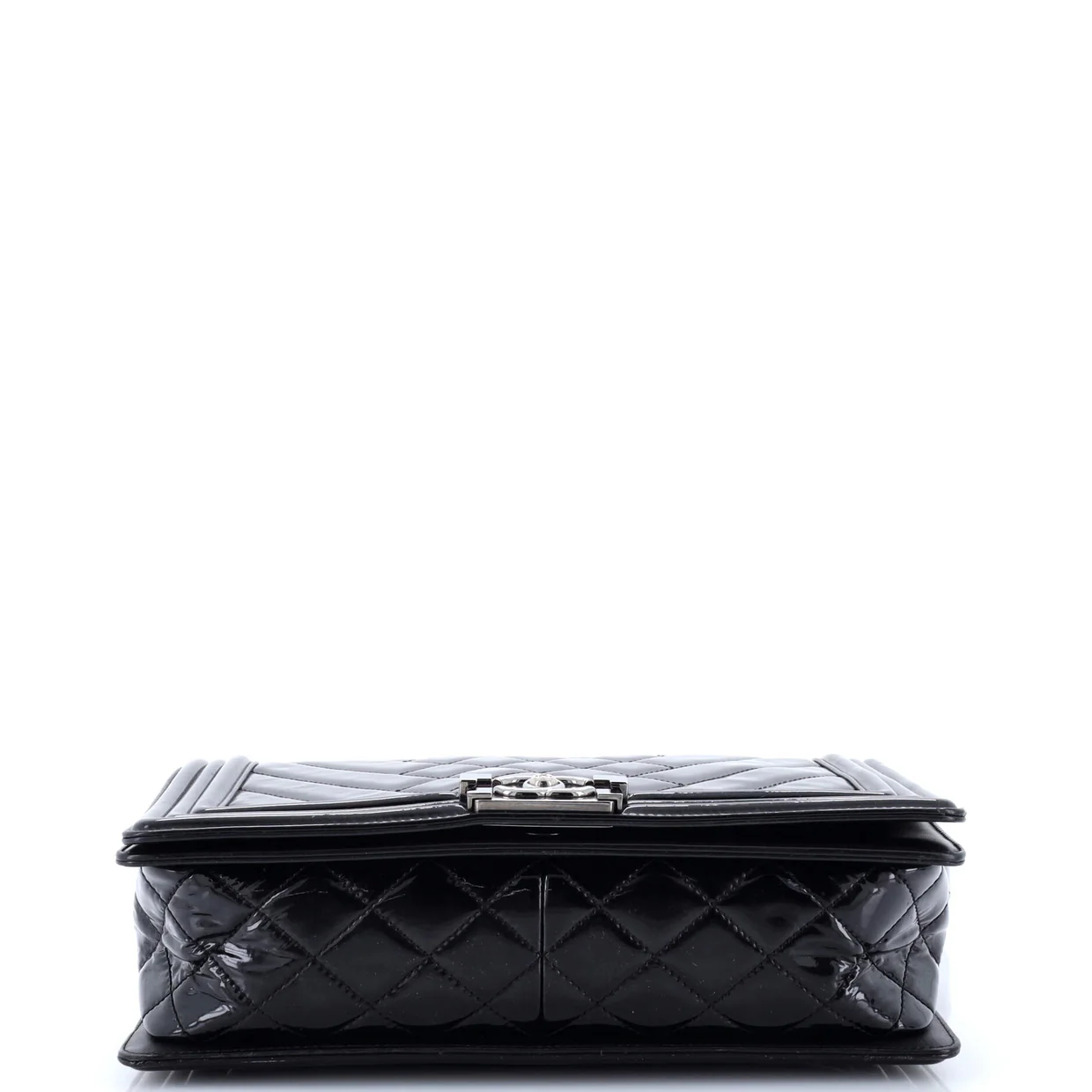 Boy Flap Bag Chevron Patent New Medium - Deep Luxury