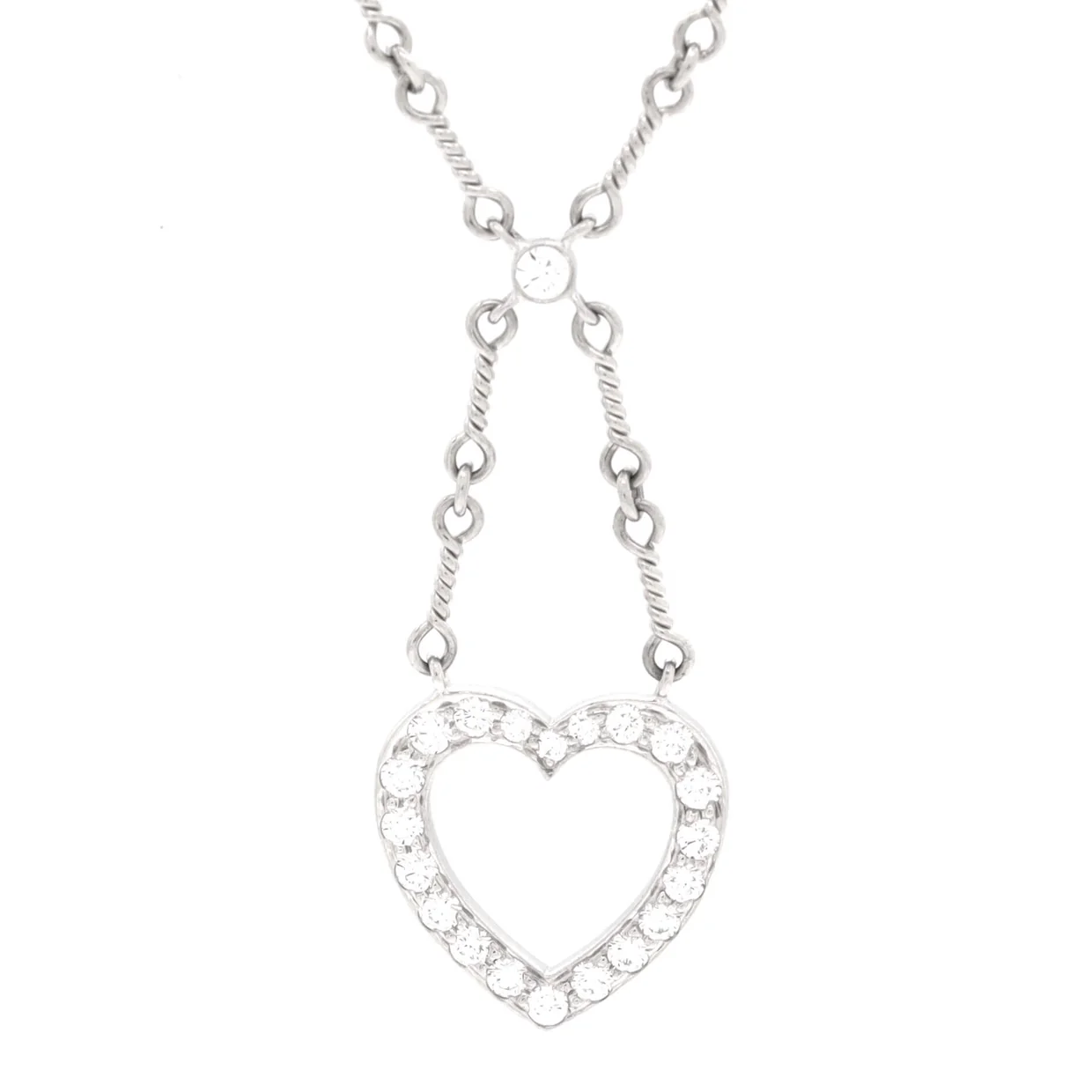 Open Heart Pendant Necklace Platinum and Diamonds - Deep Luxury