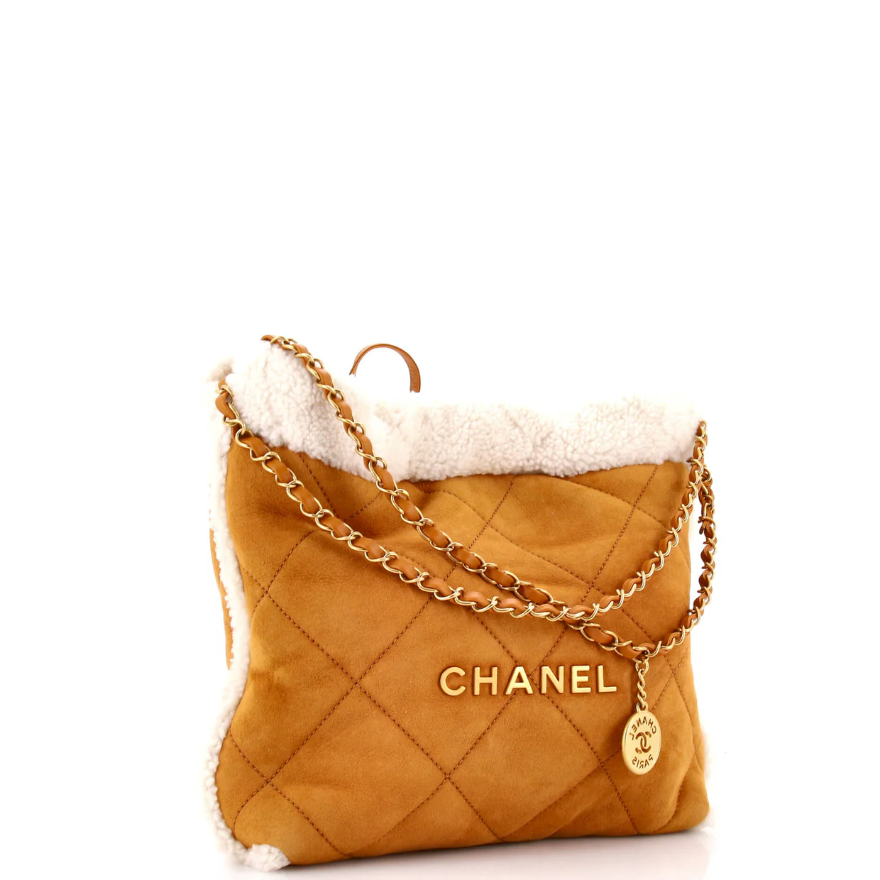 22 Chain Hobo Quilted Suede and Shearling Small - Deep Luxury