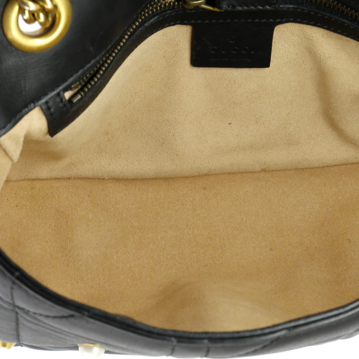 Pearly GG Marmont Flap Bag Embellished Matelasse Leather Small - Deep Luxury