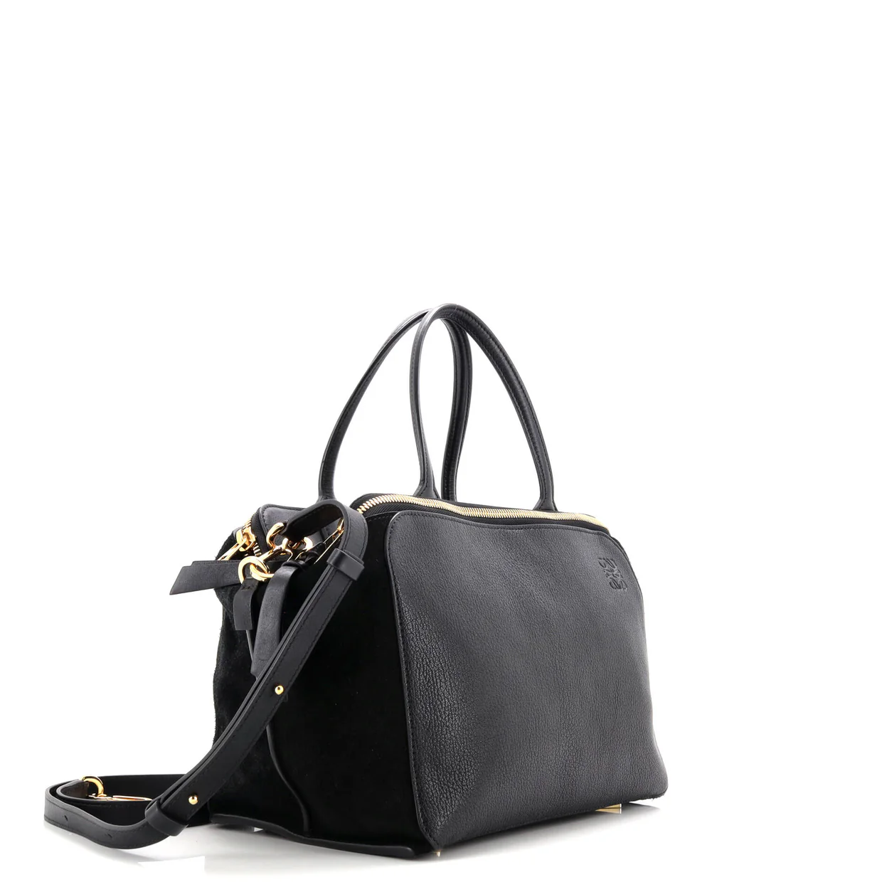 Triple Zip Convertible Tote Leather with Suede Medium - Deep Luxury