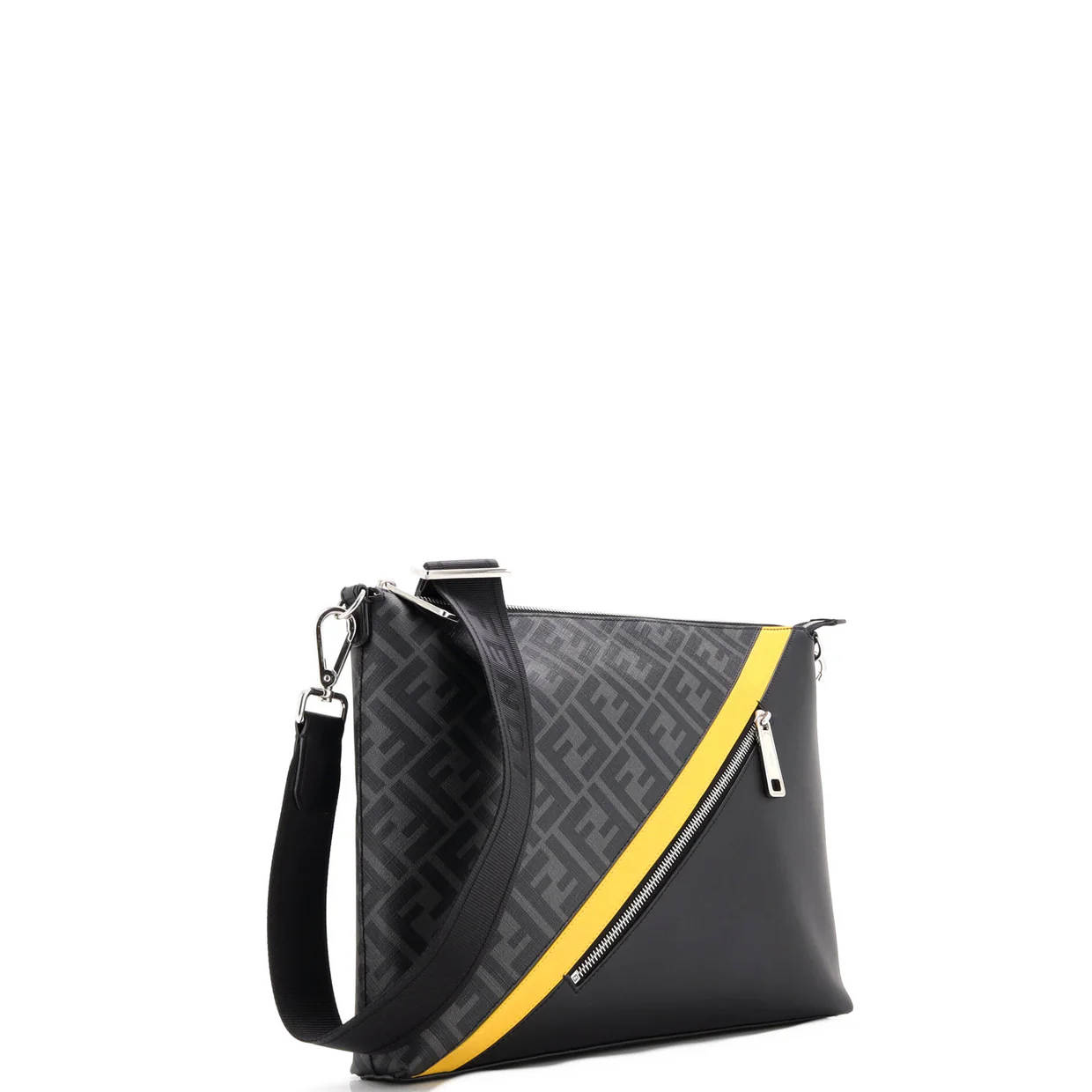 Front Zip Messenger Zucca Coated Canvas and Leather Large - Deep Luxury