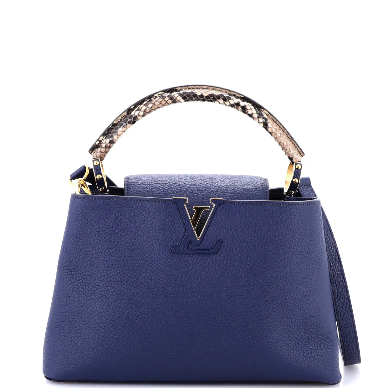 Capucines Bag Leather with Python PM - Deep Luxury