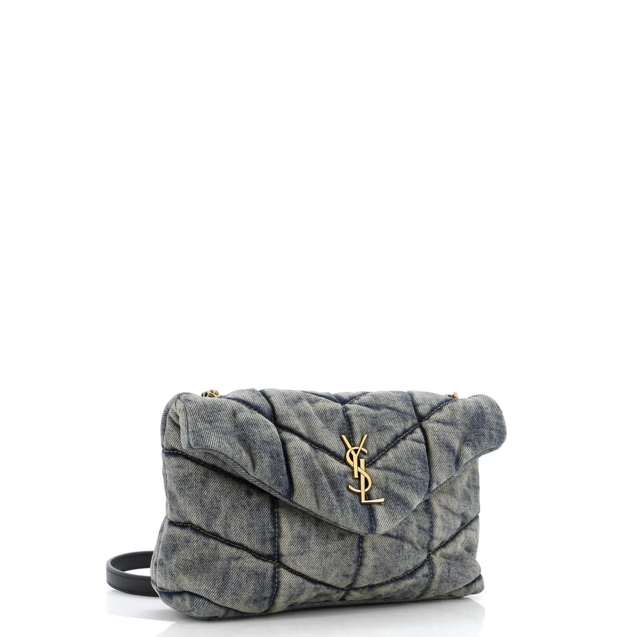 Loulou Puffer Shoulder Bag Quilted Vintage Denim Mini - Deep Luxury
