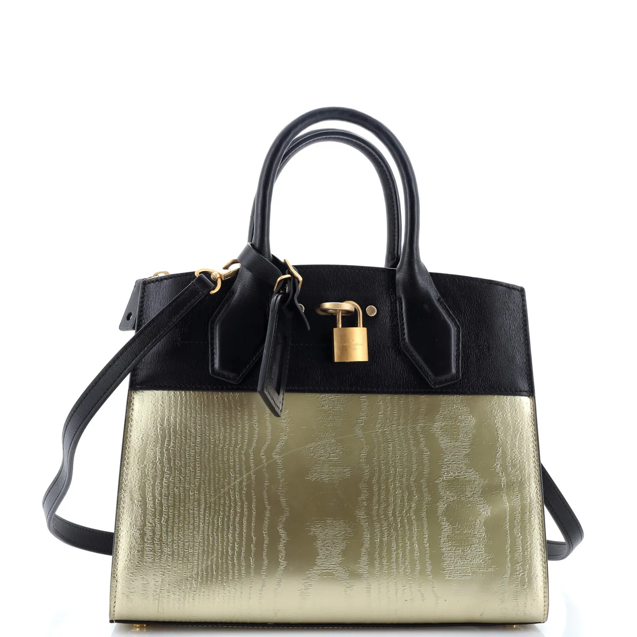 City Steamer Handbag Gravity Gold Calfskin and Leather PM - Deep Luxury