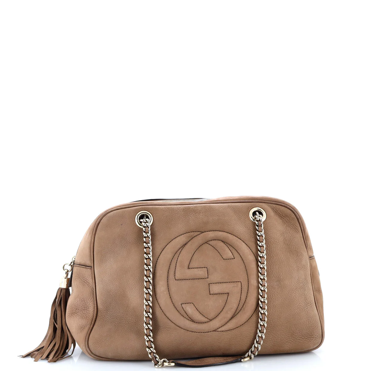 Soho Chain Zip Shoulder Bag Nubuck Medium - Deep Luxury