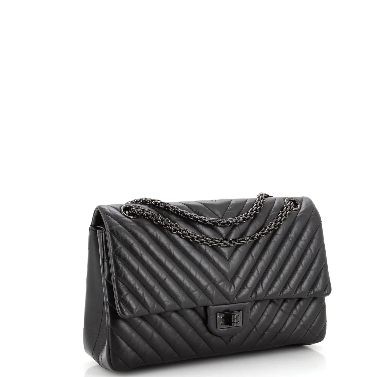 So Black Reissue 2.55 Flap Bag Chevron Aged Calfskin 226 - Deep Luxury