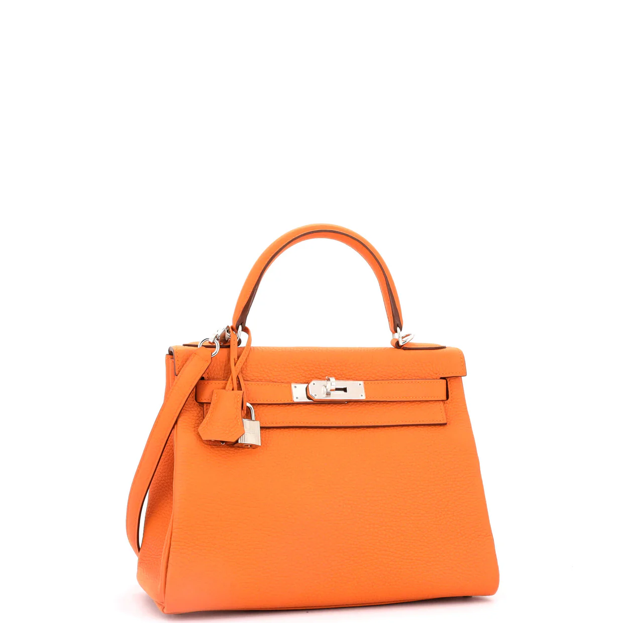 Kelly Handbag Orange H Clemence with Palladium Hardware 28 - Deep Luxury