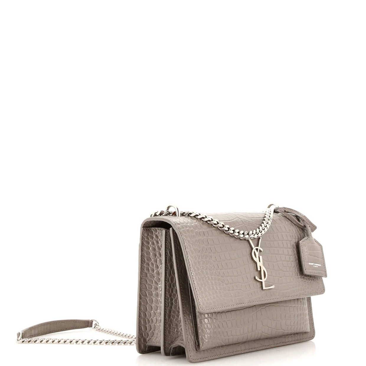 Sunset Crossbody Bag Crocodile Embossed Leather Medium - Deep Luxury