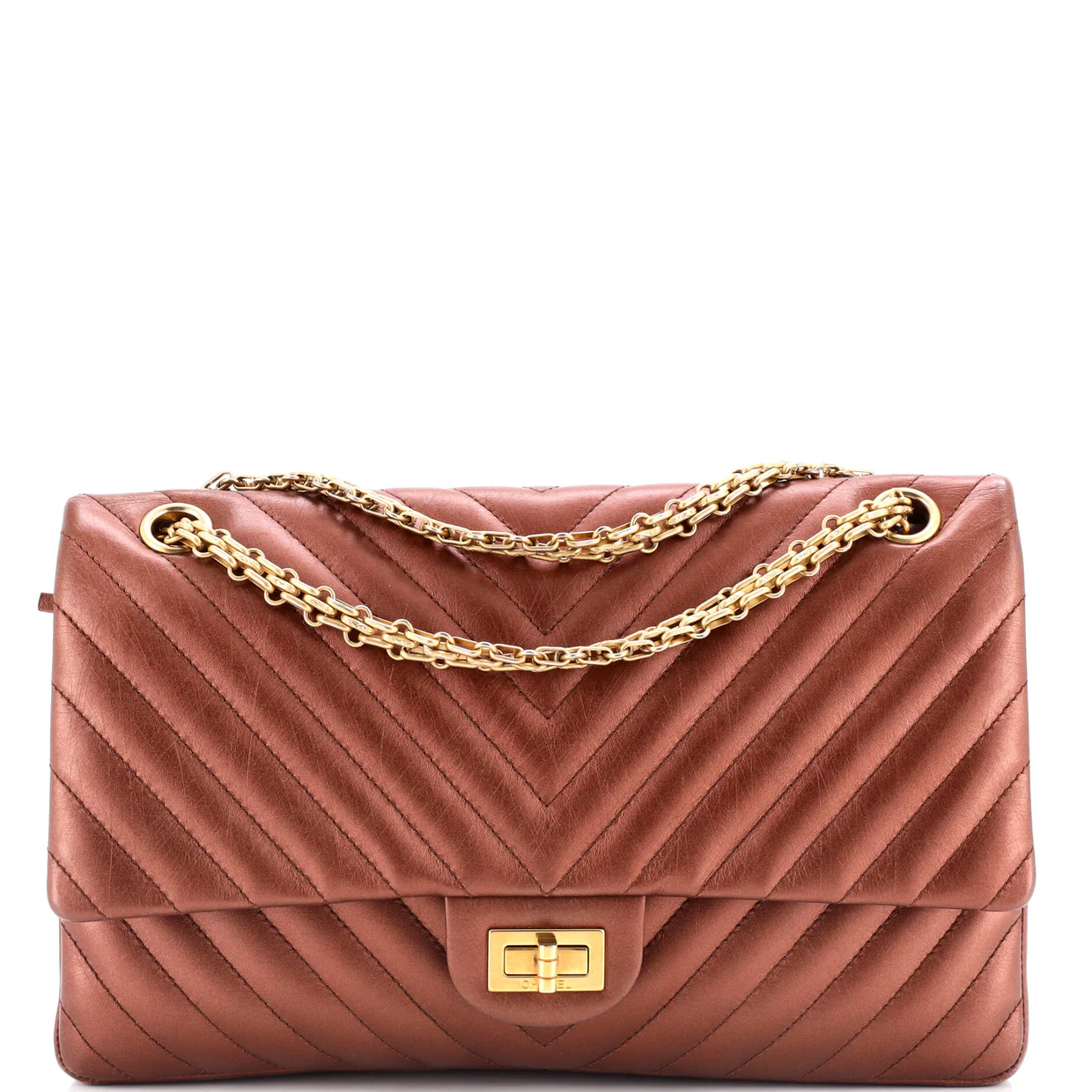 Reissue 2.55 Flap Bag Chevron Metallic Aged Calfskin 226 - Deep Luxury