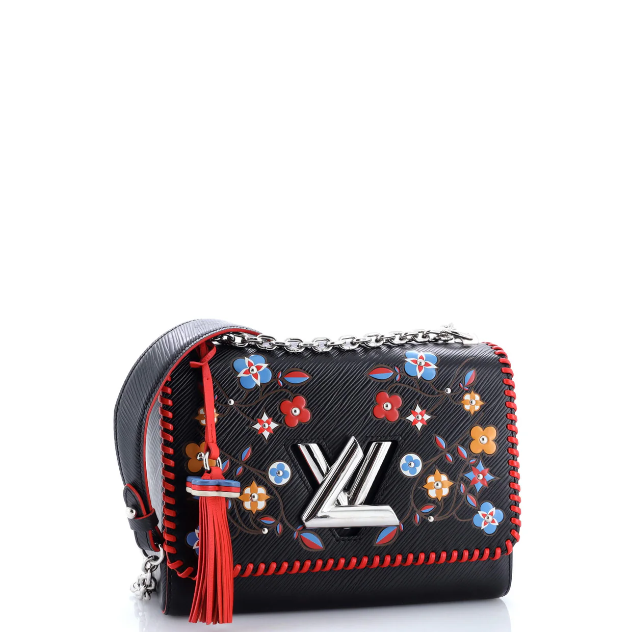 Twist Handbag Limited Edition Flower Embellished Epi Leather with Whipstitch Details MM - Deep Luxury