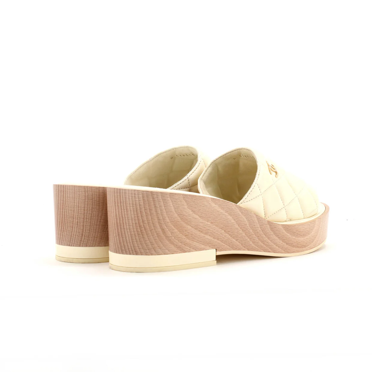Women's Open Toe Platform Sandals Quilted Leather and Wood - Deep Luxury