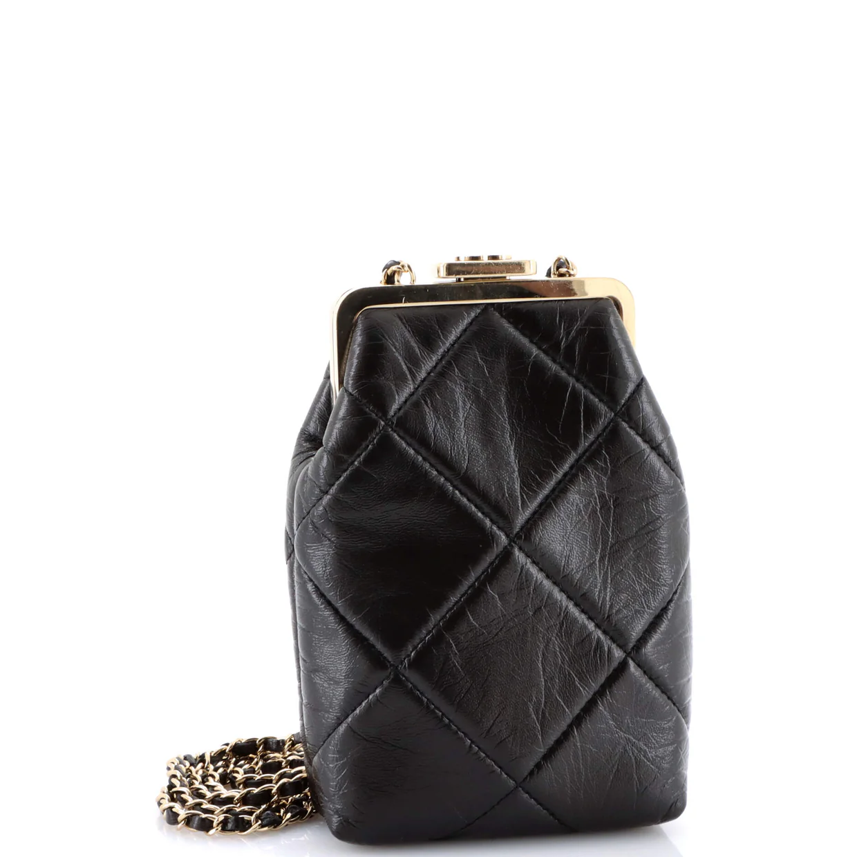 CC Kisslock Frame Clutch with Chain Quilted Lambskin Small - Deep Luxury