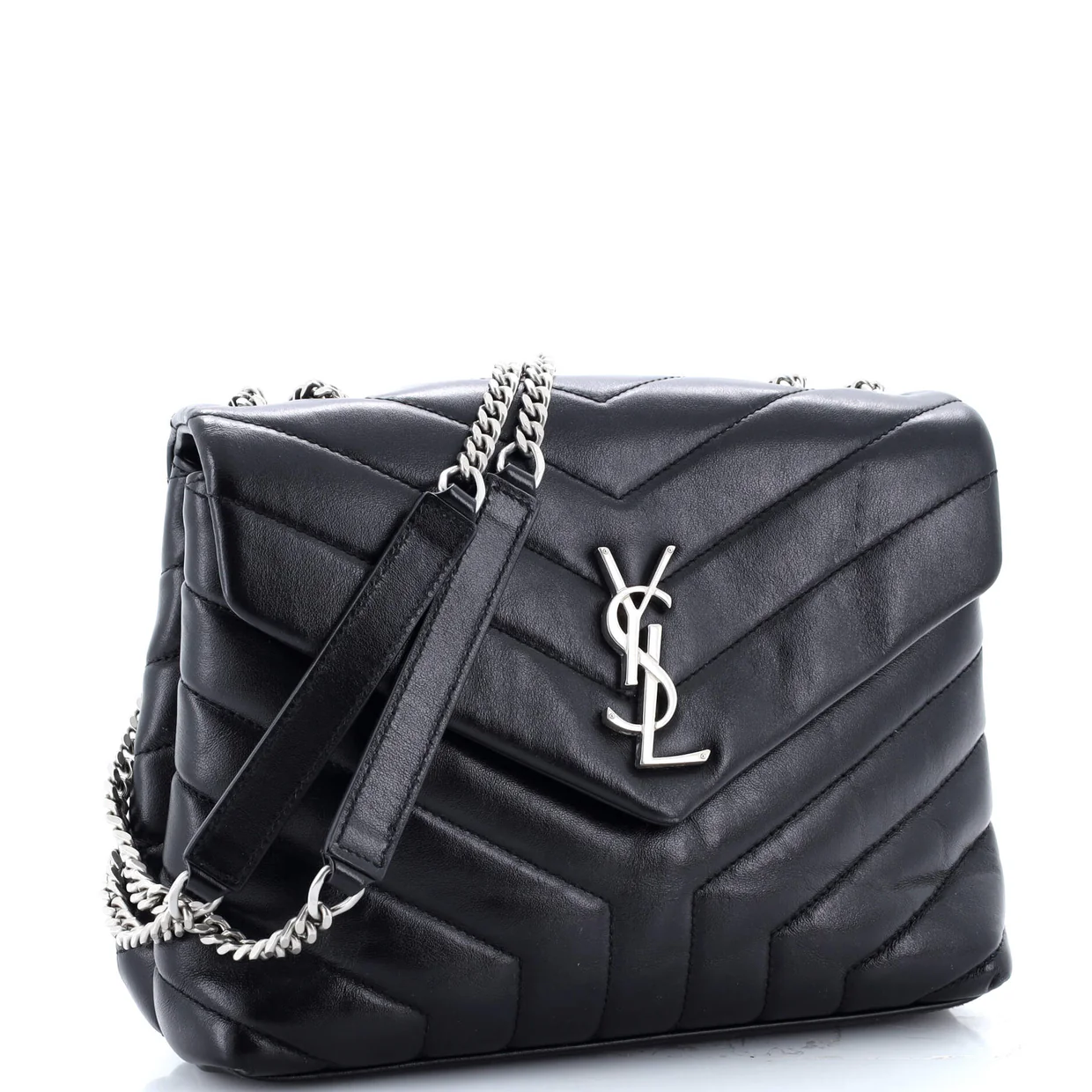 Loulou Shoulder Bag Matelasse Chevron Leather Small - Deep Luxury