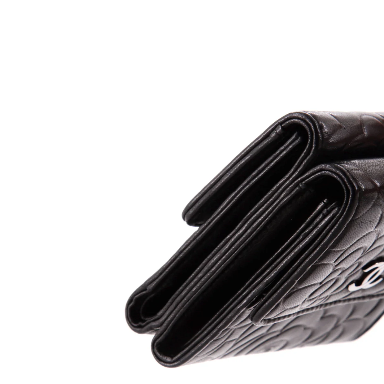 Trifold Wallet Camellia Lambskin Compact - Deep Luxury