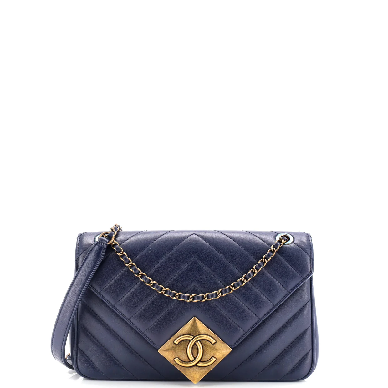 Pyramid CC Flap Bag Chevron Lambskin Small - Deep Luxury