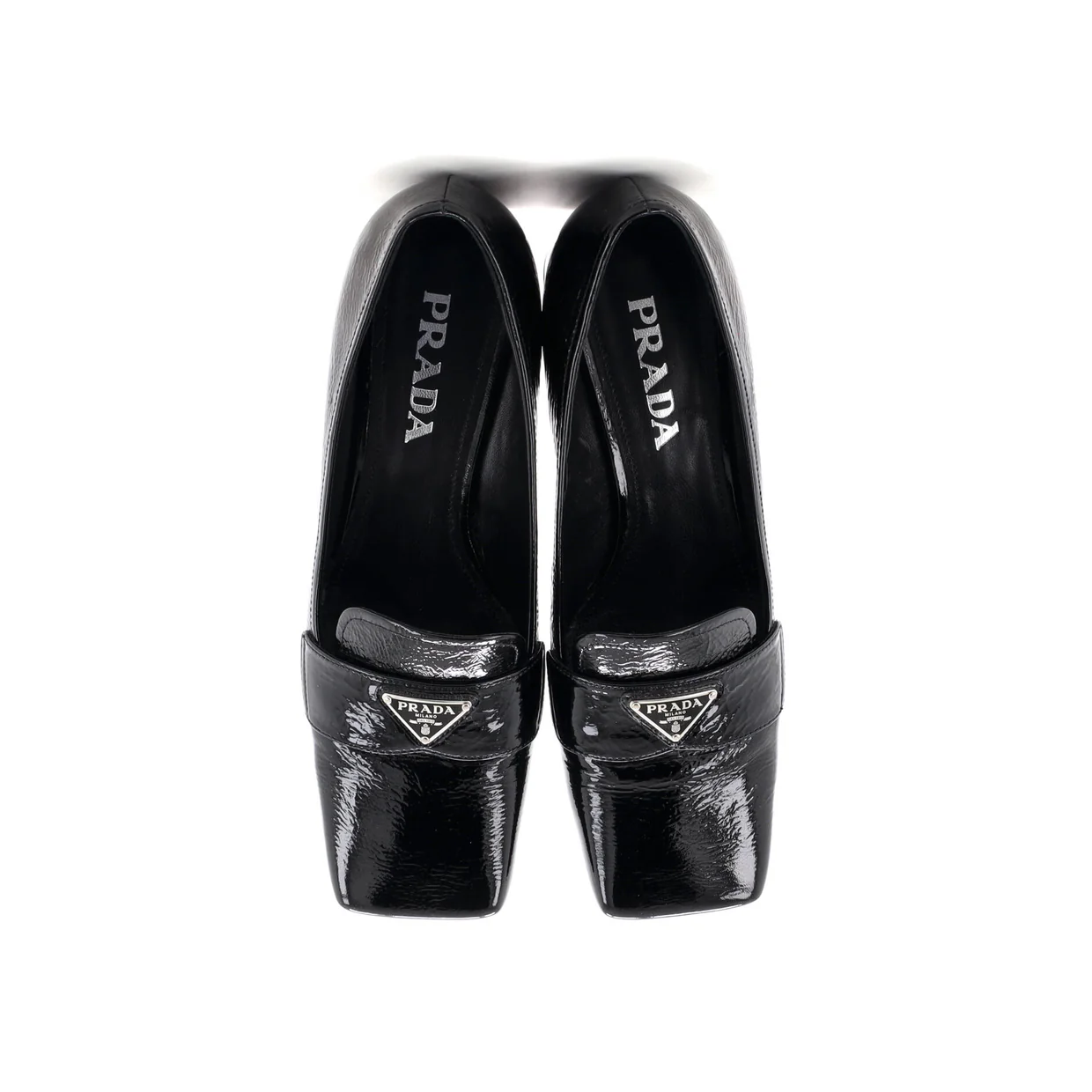 Women's Triangle Logo Heeled Pumps Patent - Deep Luxury