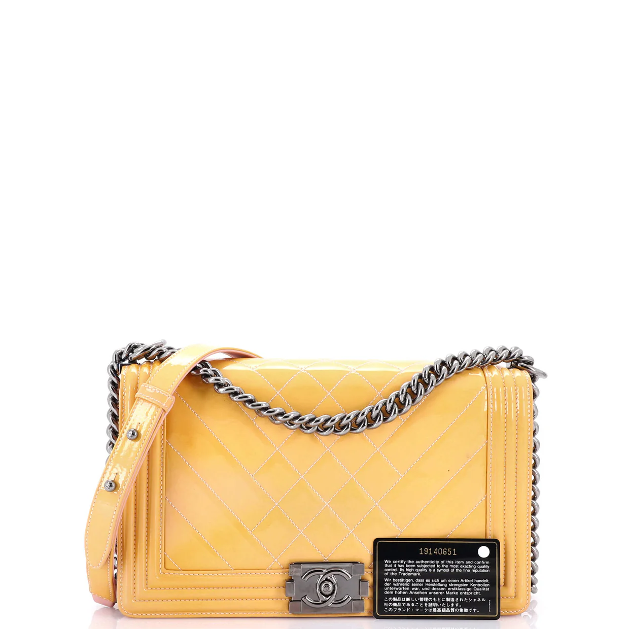 Boy Flap Bag Chevron Patent Old Medium - Deep Luxury