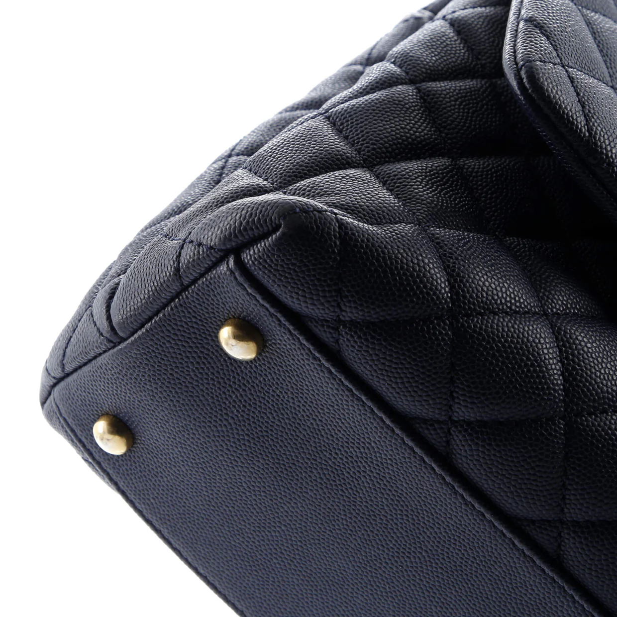 Coco Top Handle Bag Quilted Caviar with Lizard Embossed Handle Small - Deep Luxury