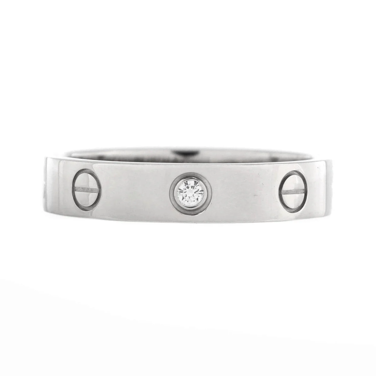 Love Wedding Band 1 Diamond Ring 18K White Gold with Diamond - Deep Luxury