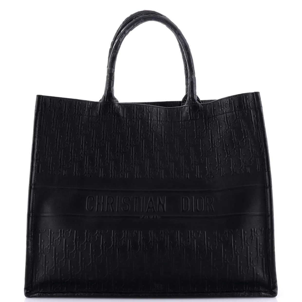 Book Tote Oblique Embossed Calfskin Large - Deep Luxury