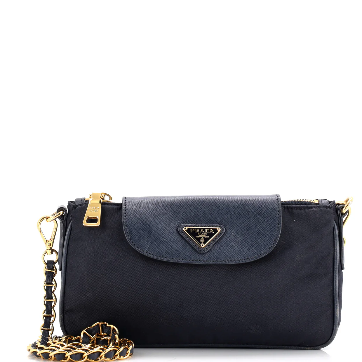 Chain Crossbody Bag Tessuto and Saffiano Leather Small - Deep Luxury