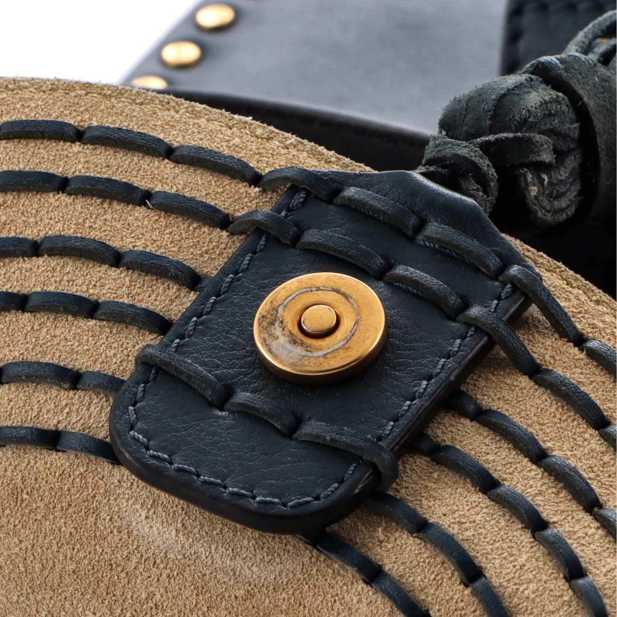 Hudson Handbag Whipstitch Leather Small - Deep Luxury