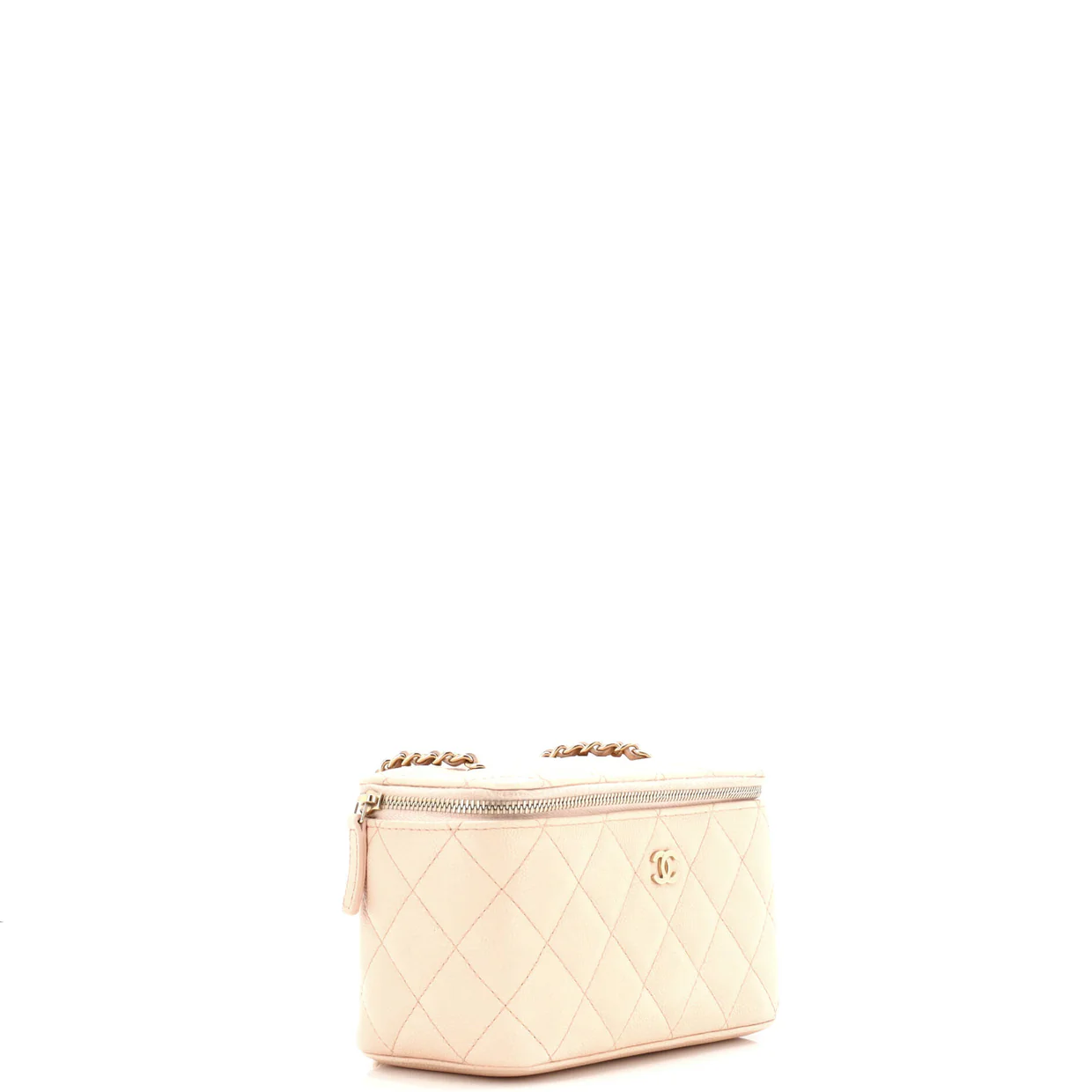 Classic Vanity Case with Chain Quilted Caviar Small - Deep Luxury