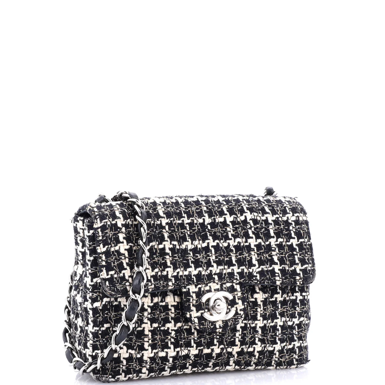 Square Classic Single Flap Bag Quilted Tweed Mini - Deep Luxury