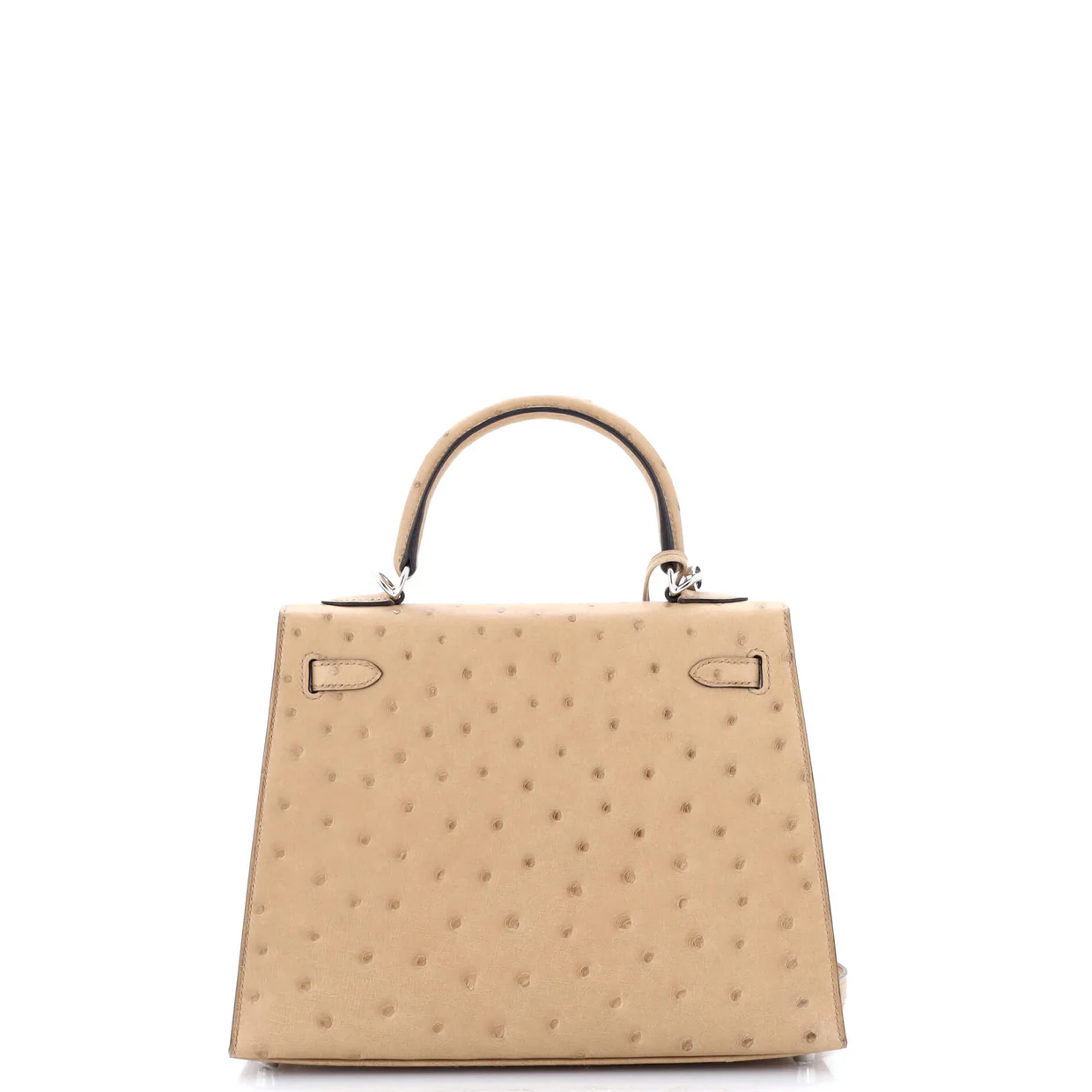 Kelly Handbag Brown Ostrich with Palladium Hardware 25 - Deep Luxury
